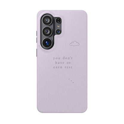 Lilac Magnetic Phone Case — “you don't have to earn rest” Impact-Resistant iPhone Cover