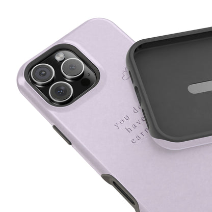Lilac Magnetic Phone Case — “you don't have to earn rest” Impact-Resistant iPhone Cover