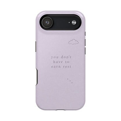 Lilac Magnetic Phone Case — “you don't have to earn rest” Impact-Resistant iPhone Cover